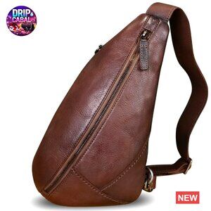 Genuine Leather Sling Backpack Crossbody Bag Shoulder Purse